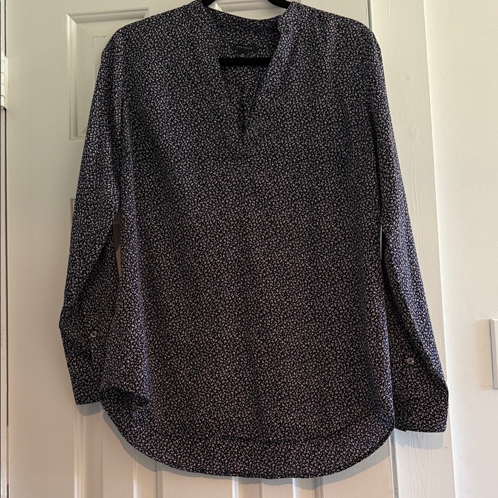 Ann Taylor Navy and White Patterned Tunic